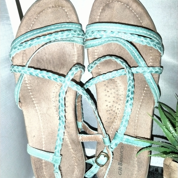 Women's GH bass and Co strappy blue leather boho sandal shoes size 9.5 - Picture 1 of 10